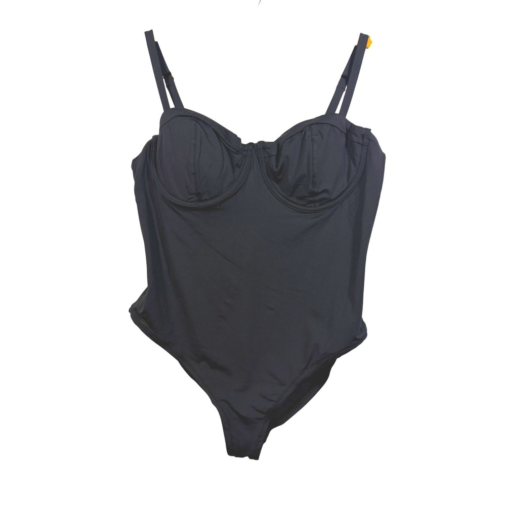 AQUA Swim Underwire One Piece Swimsuit Black Sweetheart Neck AOSS26842 XL